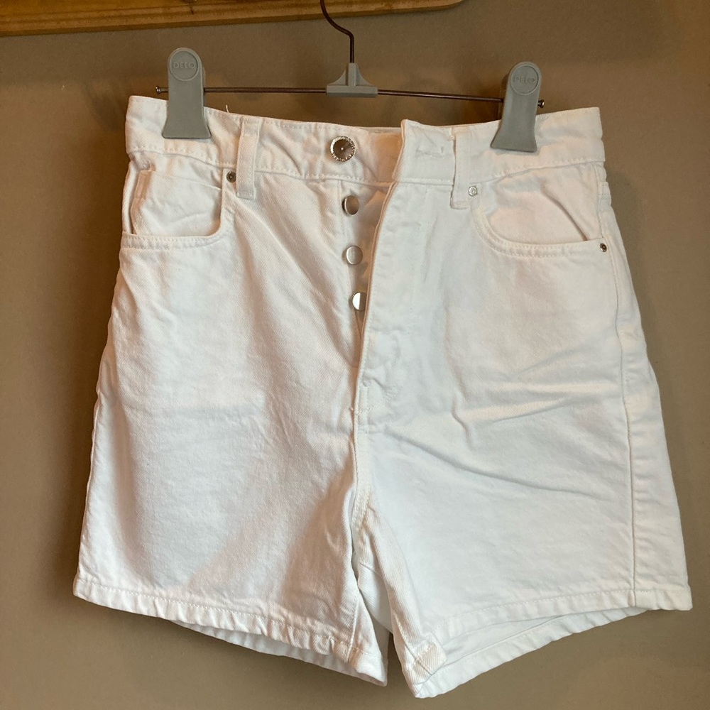 Zara white denim shorts high waisted
